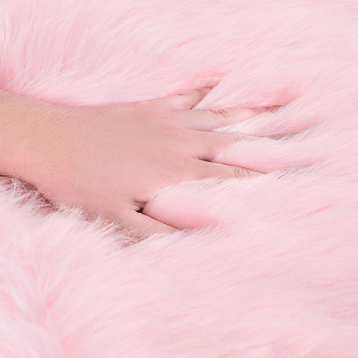 Pink Heart Rug - Soft Faux Fur Bed Mat -7
