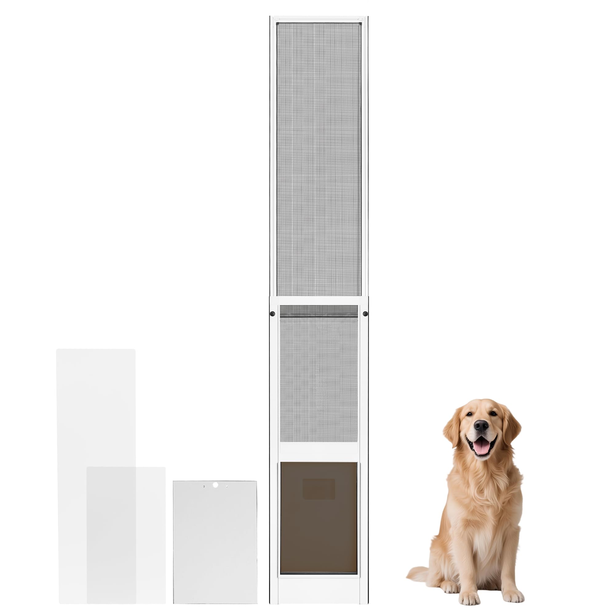 FAMIGRO Dog Door for Sliding Glass Door Insert, Height Adjustable from 44" to 84"