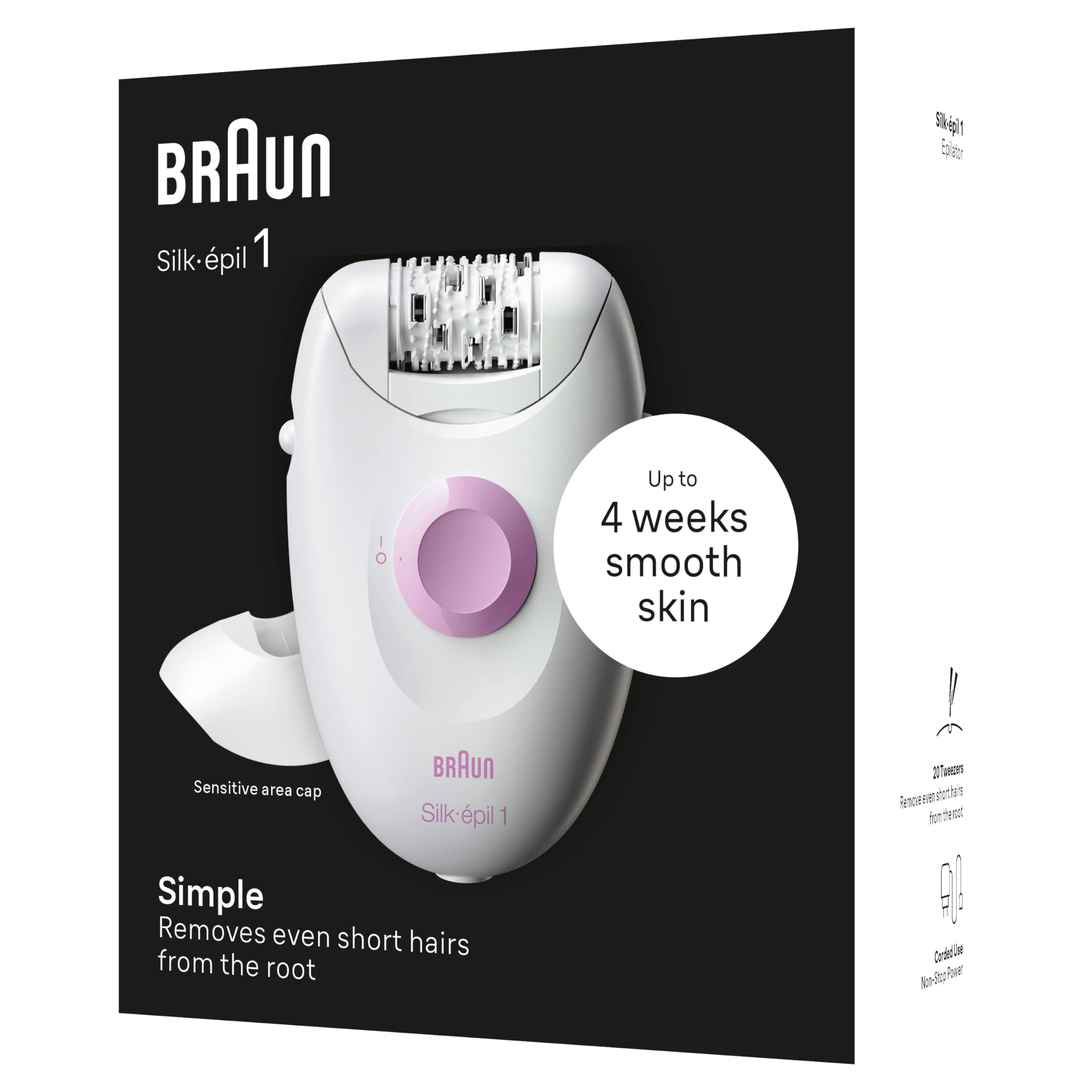 Braun Silk-épil 1 1-010 Epilatore Elettrico Donna, Epilatore Con Cavo Per Epilazione, Pelle Liscia Per Settimane, Depilatore Donna Idea Regalo, 1-010 Bianco/Rosa