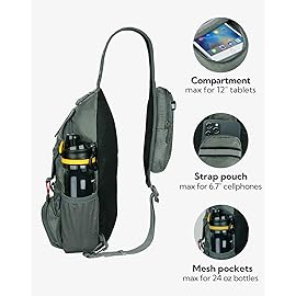 WATERFLY Packable Small Crossbody Sling Backpack Shoulder Chest Bag Daypack for Hiking Traveling Grey