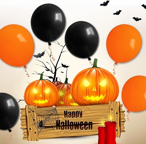 Miniatura 3 de Paquete de 100 globos de látex de 12 pulgadas de grosor, globos de helio redondos de color naranja para Halloween, cumpleaños, fiestas infantiles