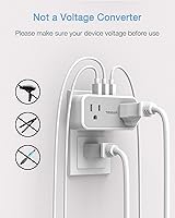 Vista 7 de TESSAN Adaptador de salida de 2 clavijas a 3 clavijas, adaptador de enchufe de EE. UU. a Japón con 2 tomas de corriente 3 puertos USB, divisor