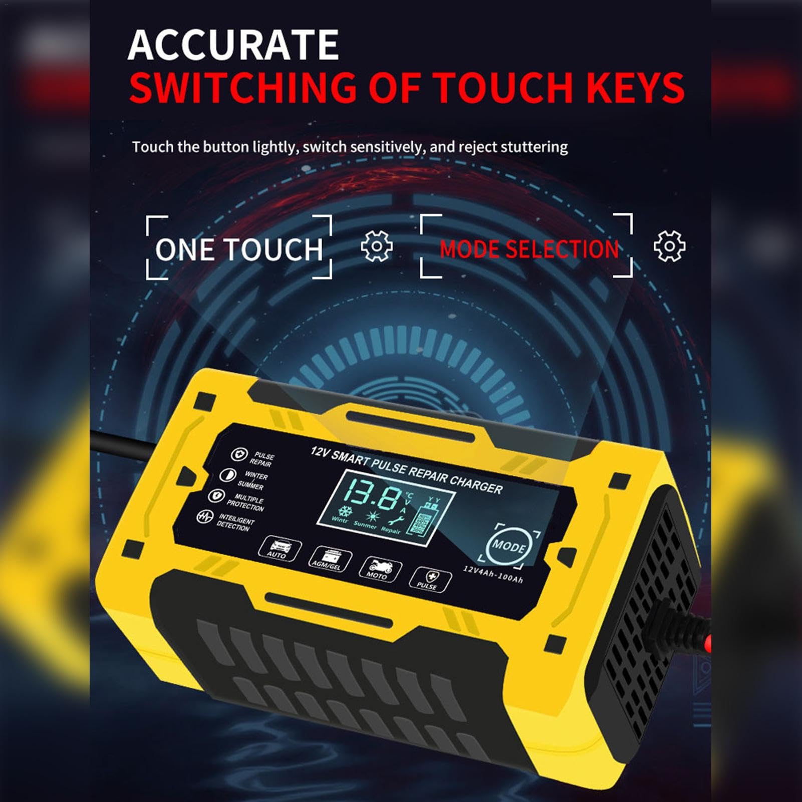 Caricabatteria Auto 12V 6A Mantenitore Della Batteria con Funzione di Ricarica Galleggiante