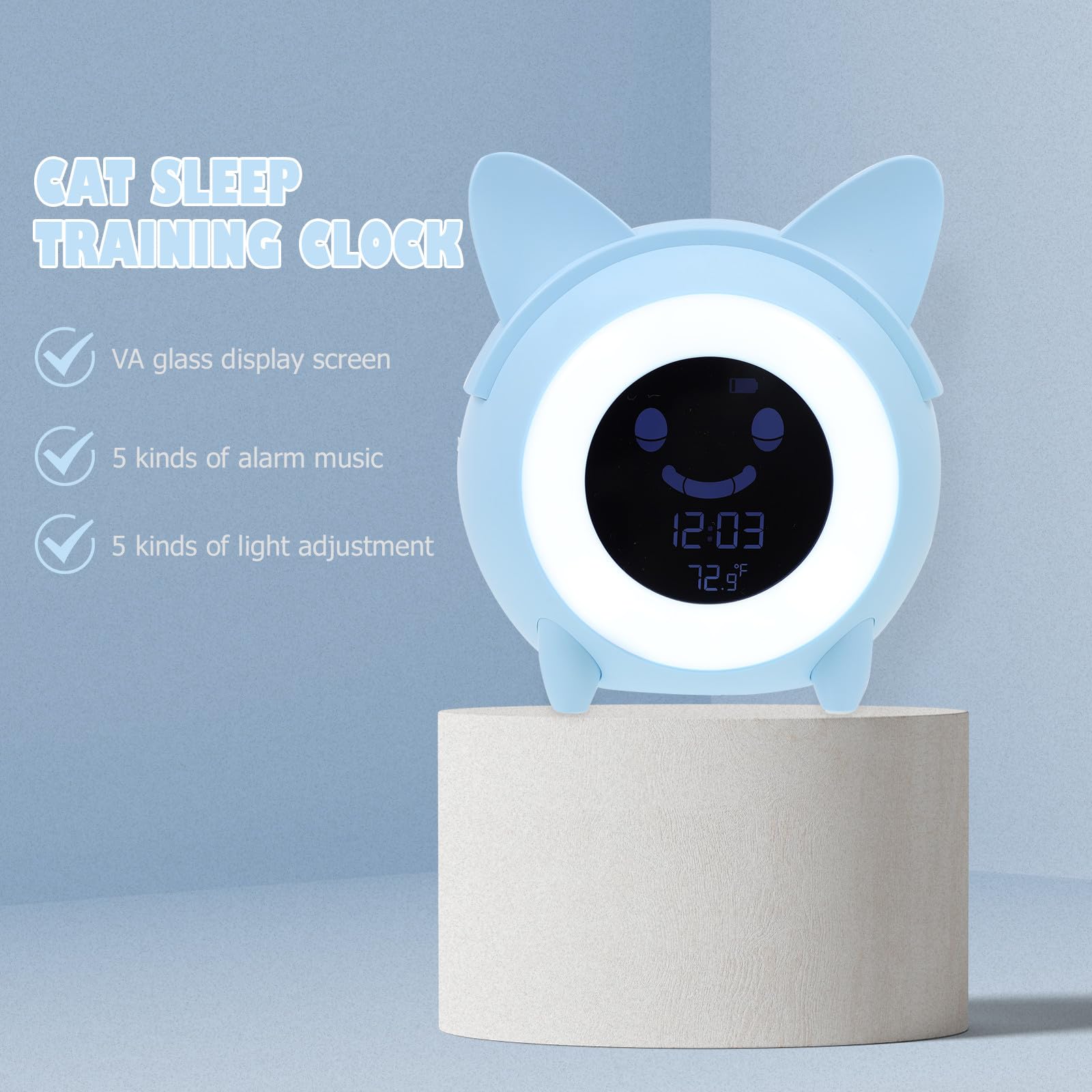 Digitaler Wecker mit Nachtlicht für Schlafzimmer Kreative Weckerlampe aus Kunststoff Blau Einschlafhilfe für Jungen und Mädchen