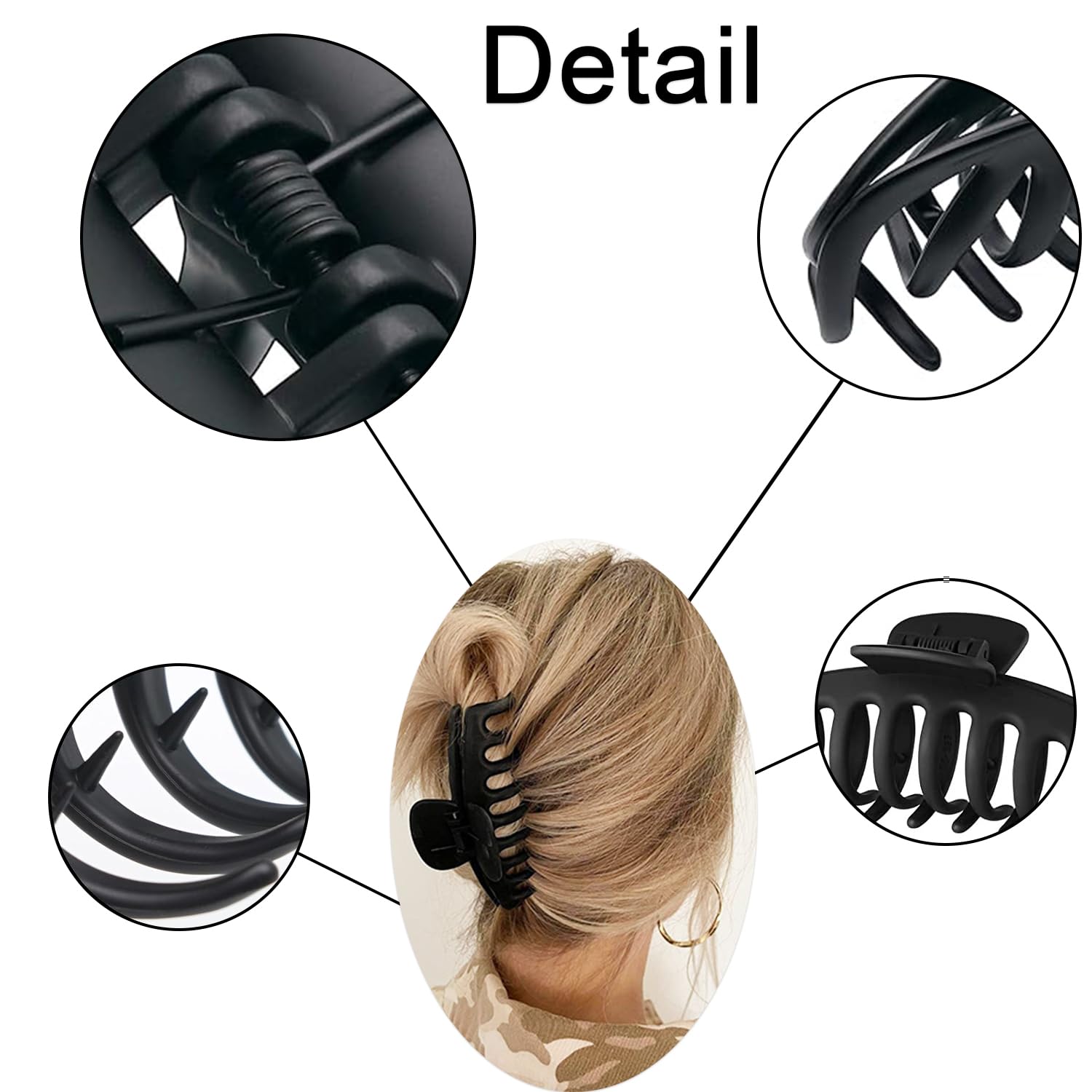 2 Pcs Hair Claw Clips Large, 4.3 Inch(11 cm) Hair Clips Women Girls, Non-Slip Grip Strong Hold Brown/Black Hair Clips - Image 3