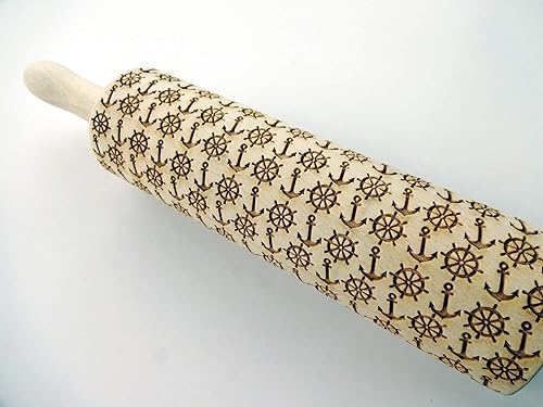 Vista 24 de Pasador rodante grabado con láser HAWAII con patrón de Hawai para galletas grabadas en relieve piña, delfín, tortuga, playa, sol