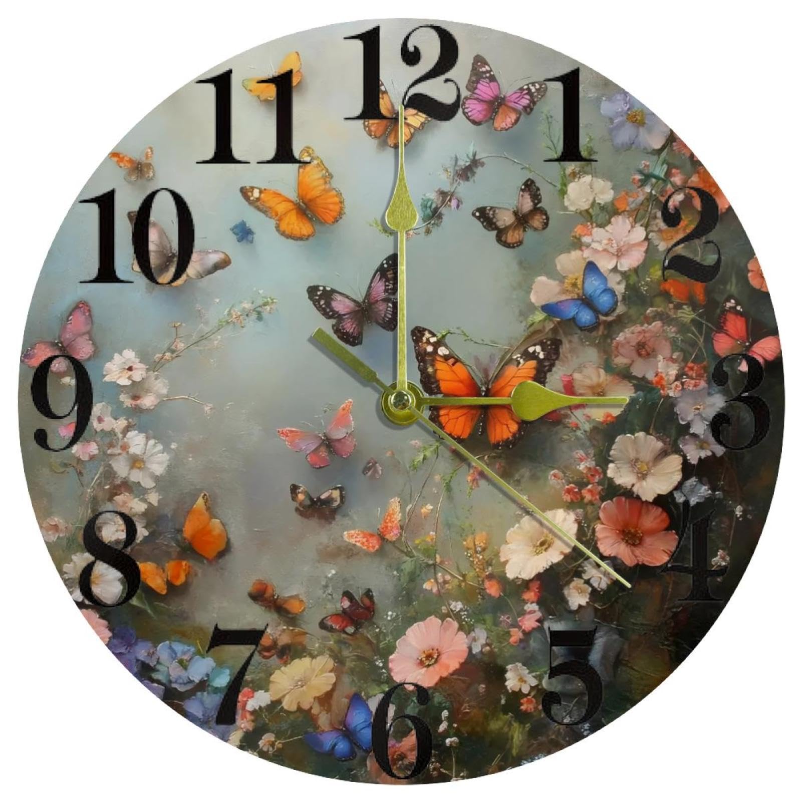 Horloge murale vintage fleurie pour cuisine et salon ambiance bucolique