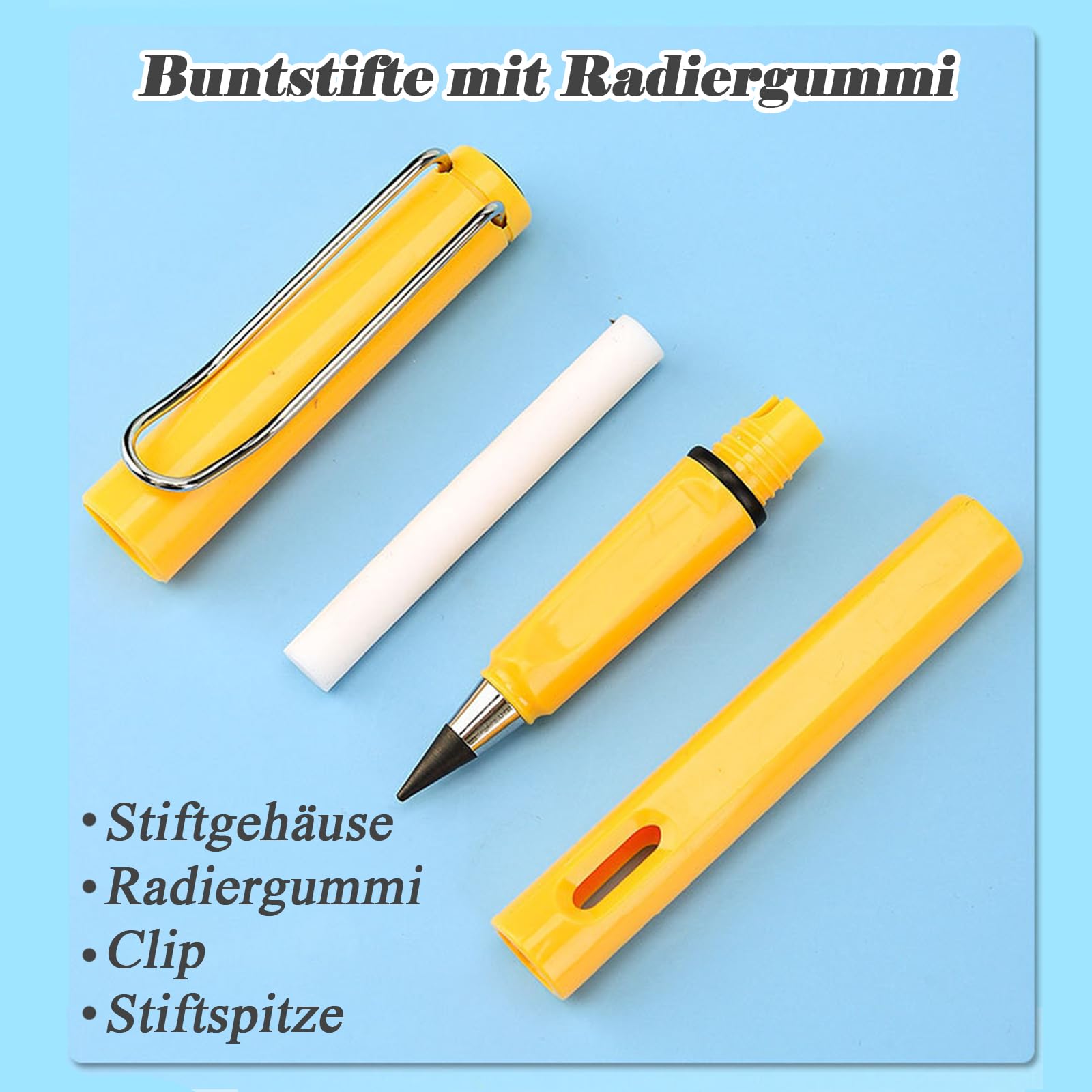 SIXHAOBU 12 Stück Ewige Bleistifte Set - Zauberstifte Ohne Anspitzen Mit Radiergummi