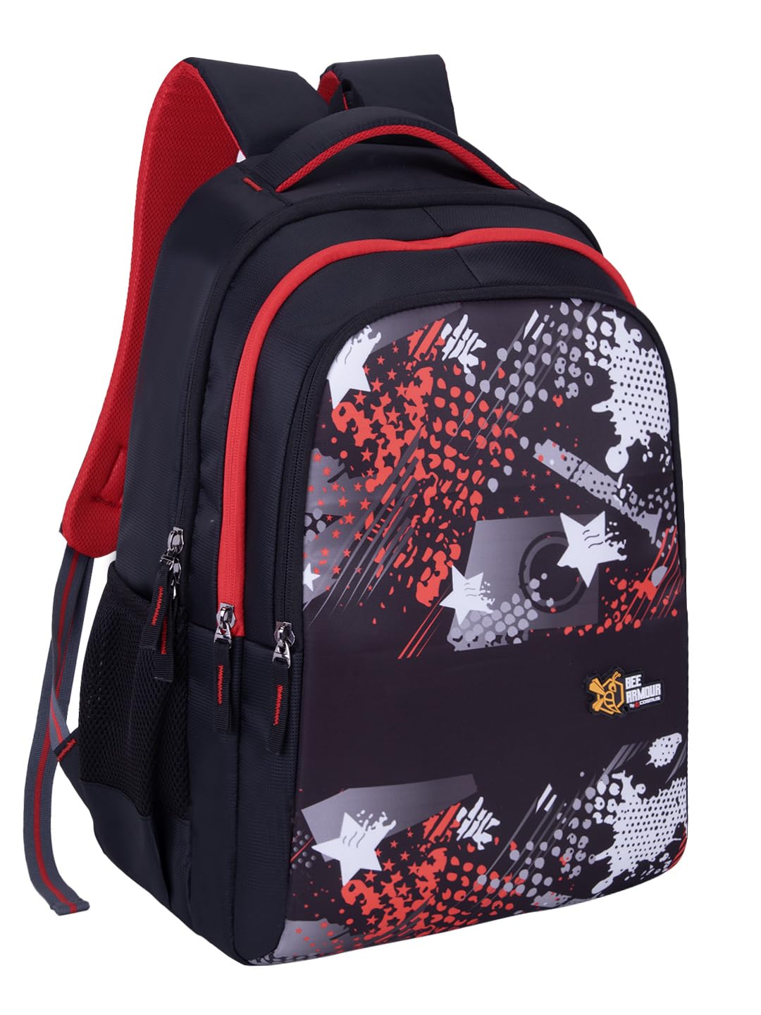 bee armour Noble 35L Stylish Printed Backpack for School & College | 2 Compartments, Rain Cover, Padded Straps-picture-26