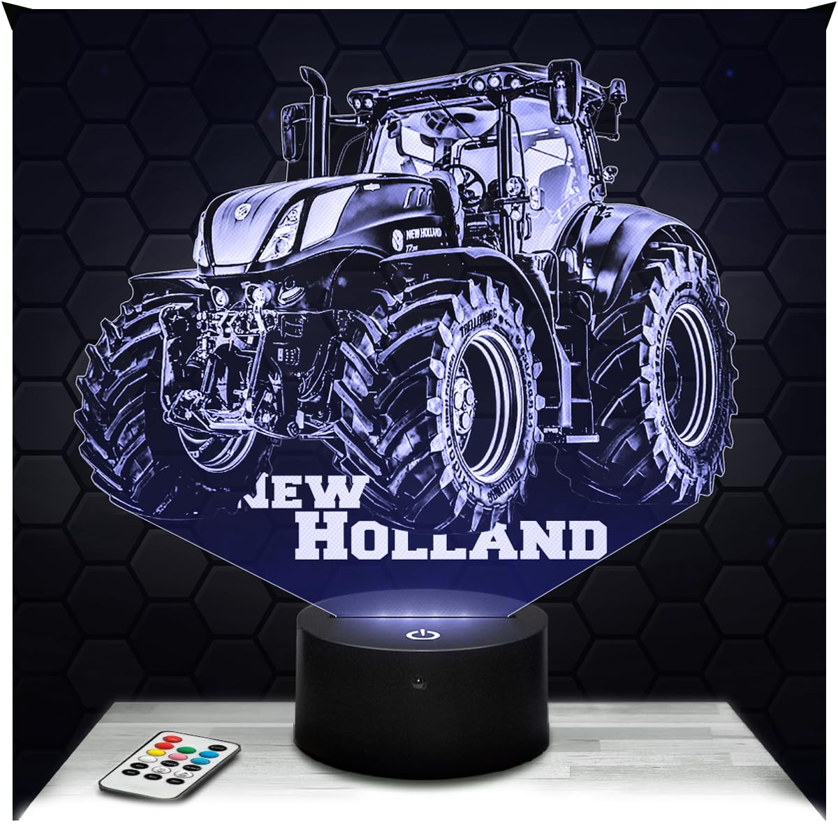 Lampephoto.fr - N. Holland Tractor Agricultural 3D Lamp Night Light 3D LED Illusion, Christmas, Gift idea for Boys and Girls Birthday Night Light Child or Adult Bedroom, Gifts Merchandising TOP