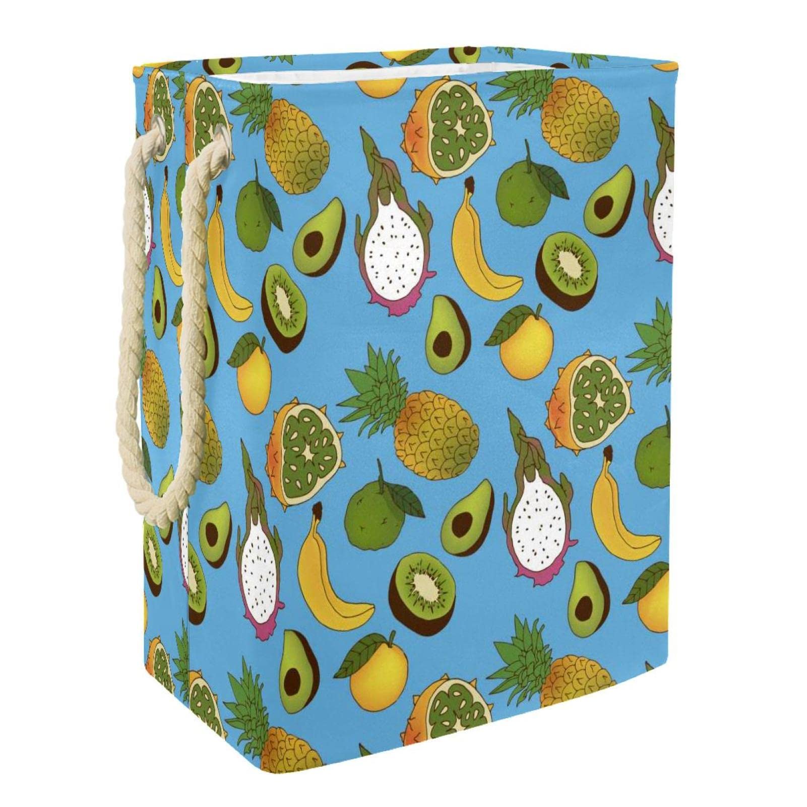 Panier à linge poignée durable et motif fruits pour le rangement des vêtements de salle de bain