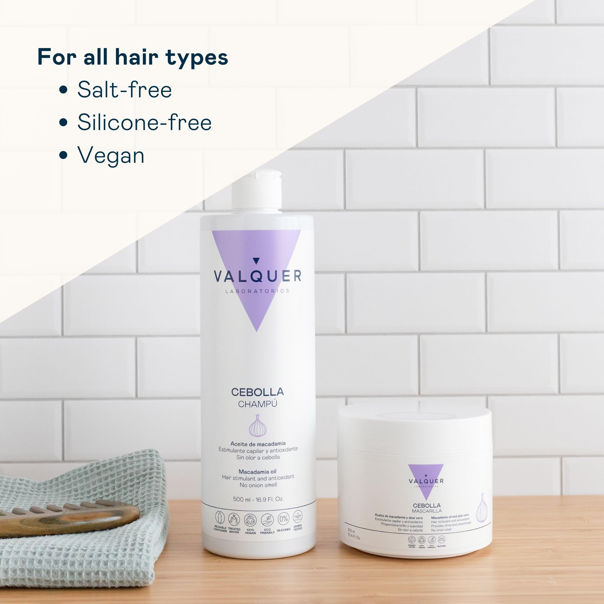 VALQUER Onion Shampoo 500 ml and Hair Mask 300 ml Set, White, 400 ml (Pack of 2) - Image 2