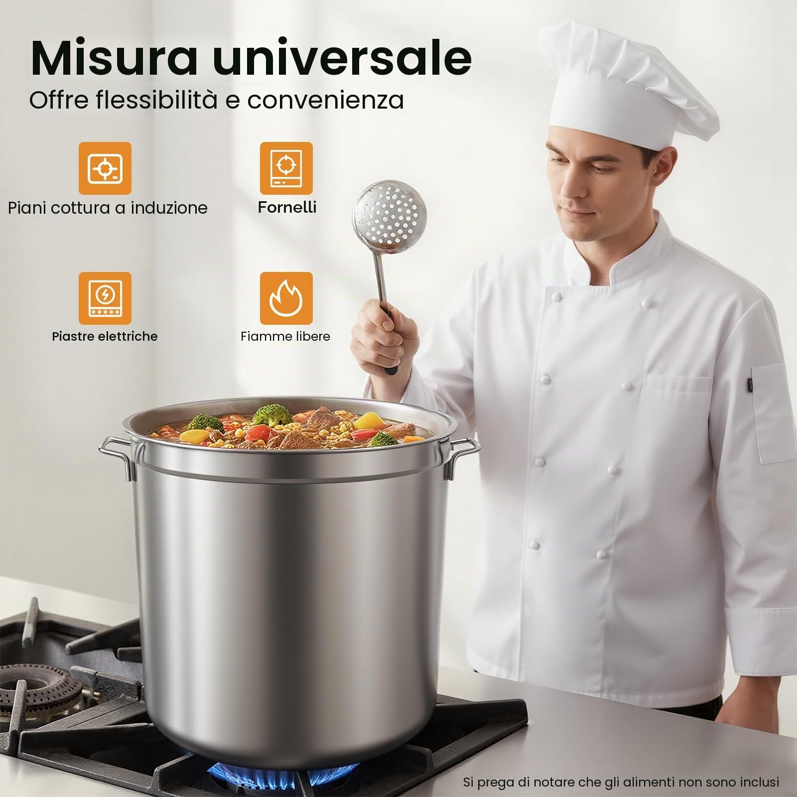 Pentola da 100 l, con coperchio e cestello, in acciaio inox, per fornelli a gas, elettrici, fornelli a induzione, ristoranti, caffetterie, hotel
