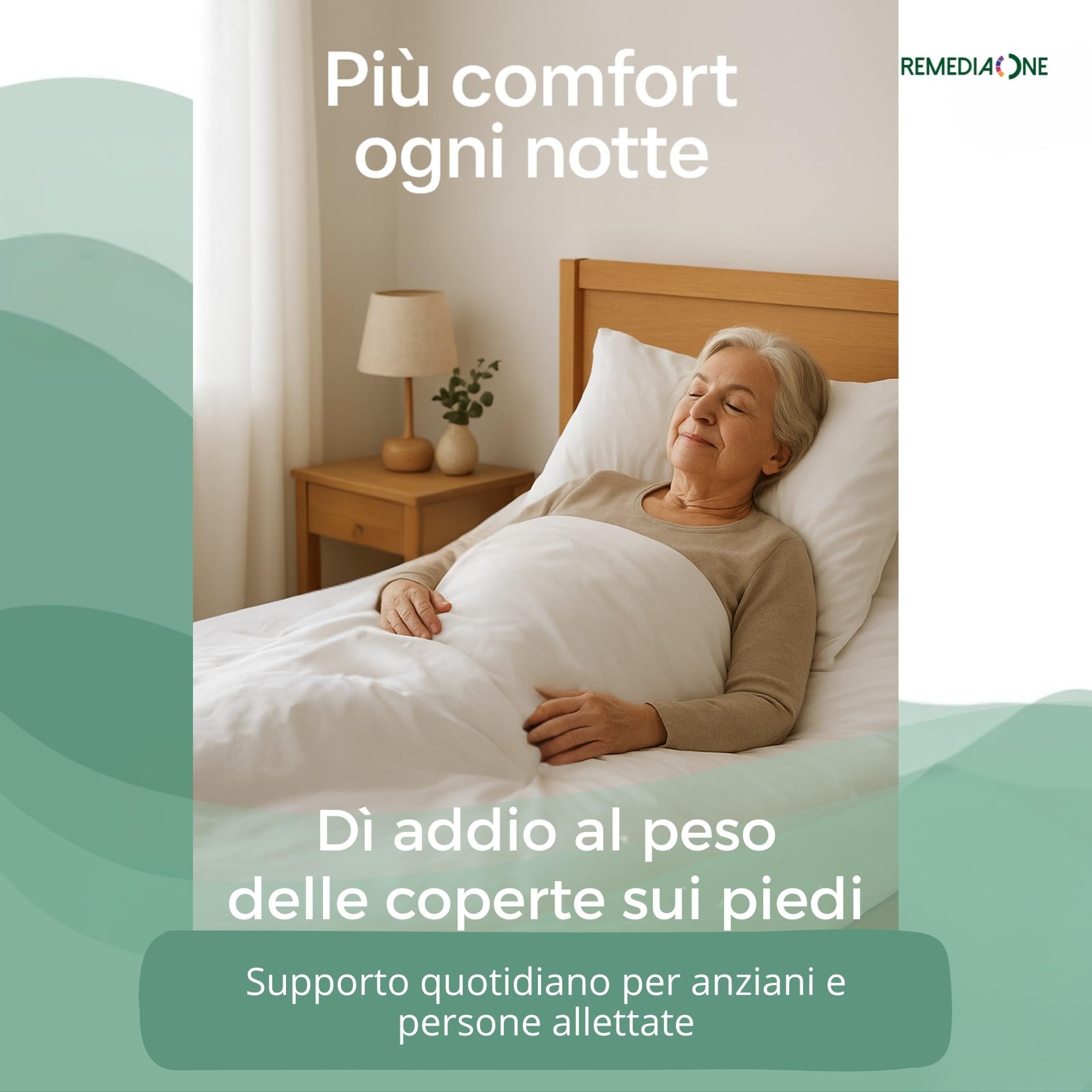 REMEDIA ONE - Alza Coperte Smontabile in Alluminio Anodizzato – Alzacoperte per Piedi Anziani e Pazienti, Solleva Coperte per Piedi – 50x52x40 cm