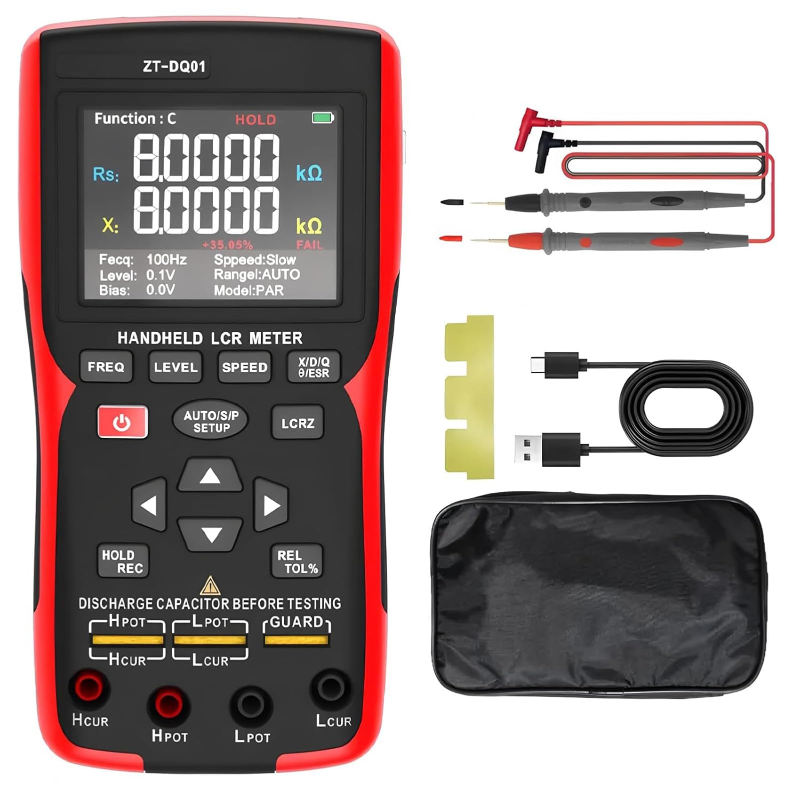 Multímetro Digital, Probador de Voltaje Profesional con Medición Kelvin de 4 Cables, 5 Modos de Frecuencia Automática de 100 Hz a 100 KHz para Uso Automotriz e Industrial