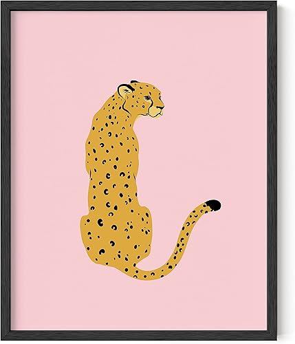 HAUS AND HUES Póster de pared con estampado de guepardo, color rosa, pósteres para habitación, decoración de pared de color rosa rubor estético,