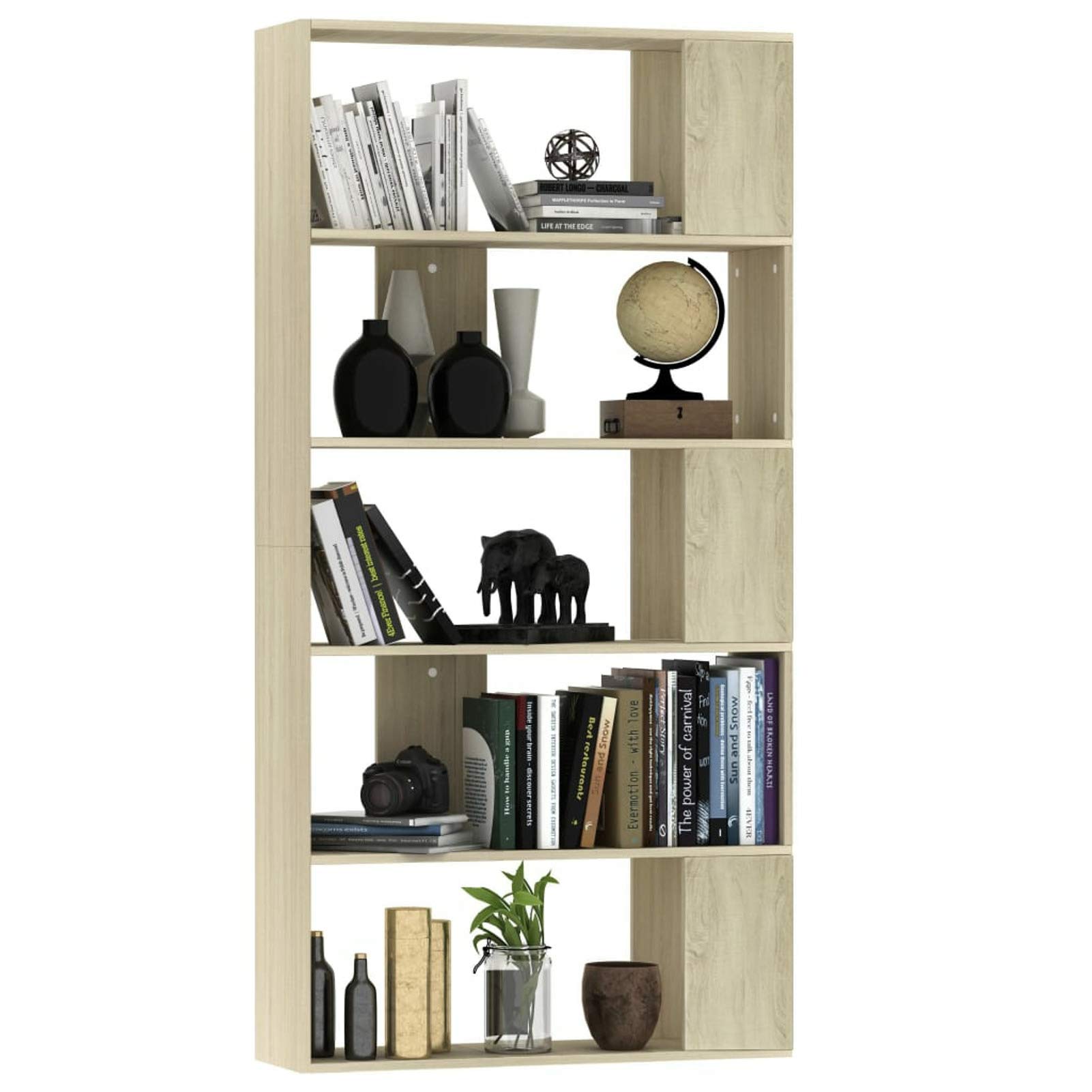 Mogou Półka/Przegroda przestrzeni, Biblioteka Estanteria, Książki z książkami, Wysokie stołówki, Stojaki Schody, Półki Pokój młodzieżowy, płyty wiórowej Sonoma 80x24x159cm