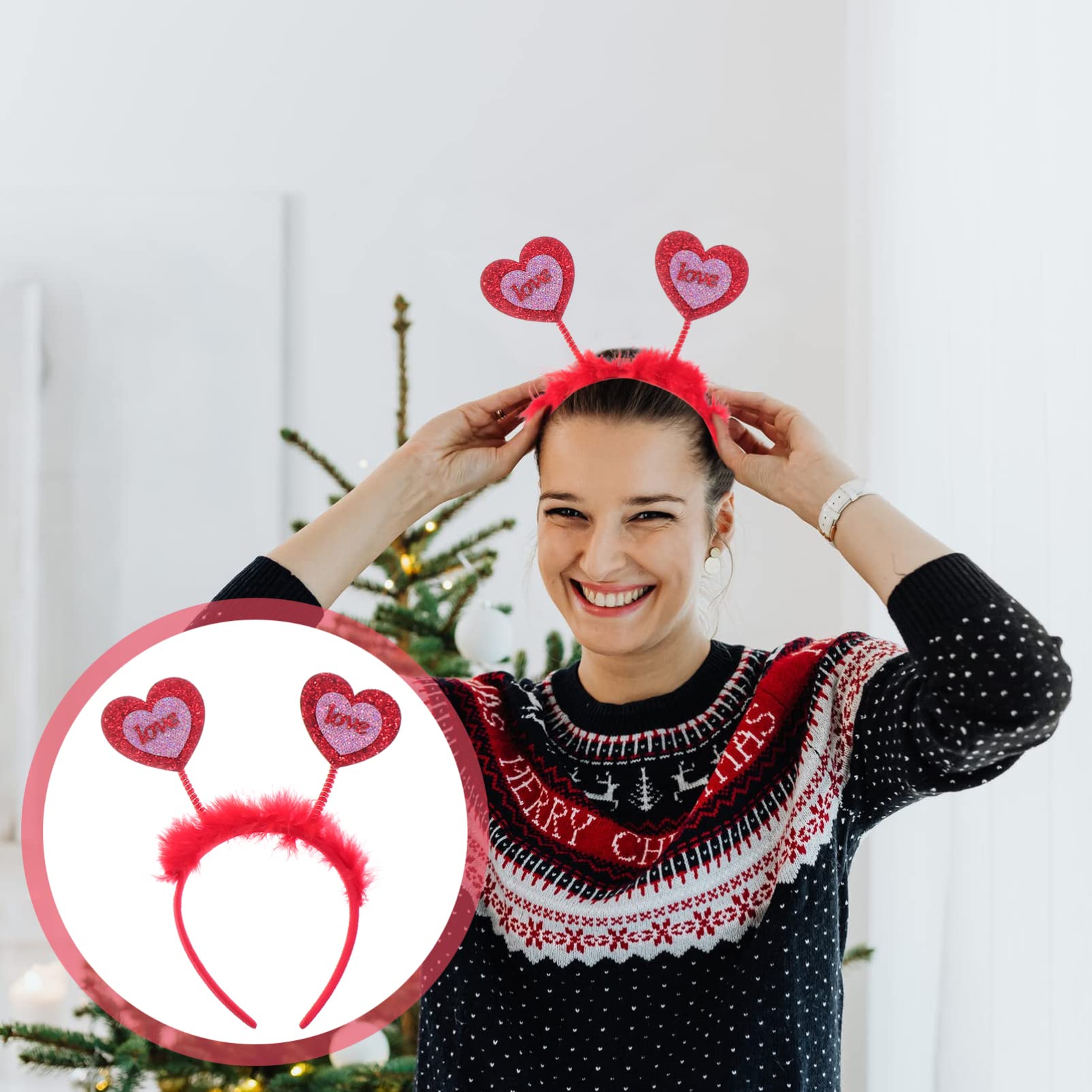 minkissy Cerchietto per capelli con cuore e paillettes, per San, per San, decorazione unica Miss Gritbo, confezione da 3 pezzi
