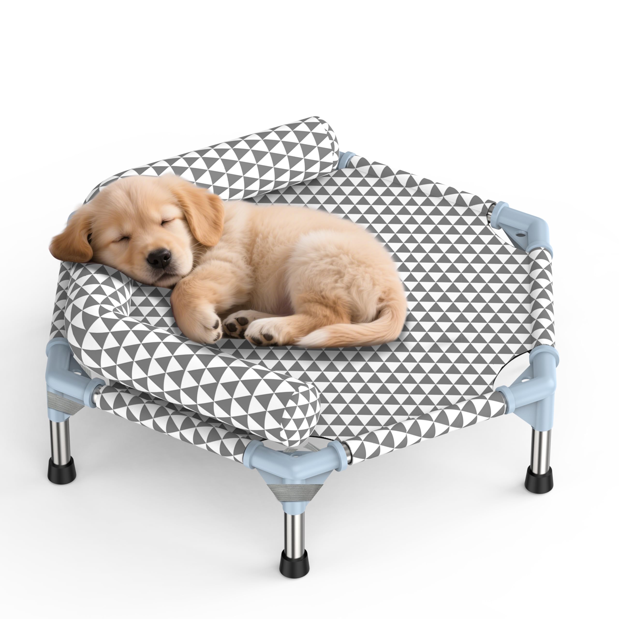 Orthopedic Dog Bed for Small Dogs - Removable Bolsters & cleanable Cover,Elevated Outdoor Dog Bed,Raised Dogs Bed,Easy to Assemble,Up to 75 lbs,Small