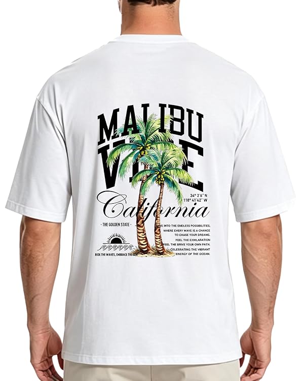 Men Graphic T Shirts California Palm Tree Tee 100% Cotton Short Sleeve by VEICPNDY - Used condition - Image 4