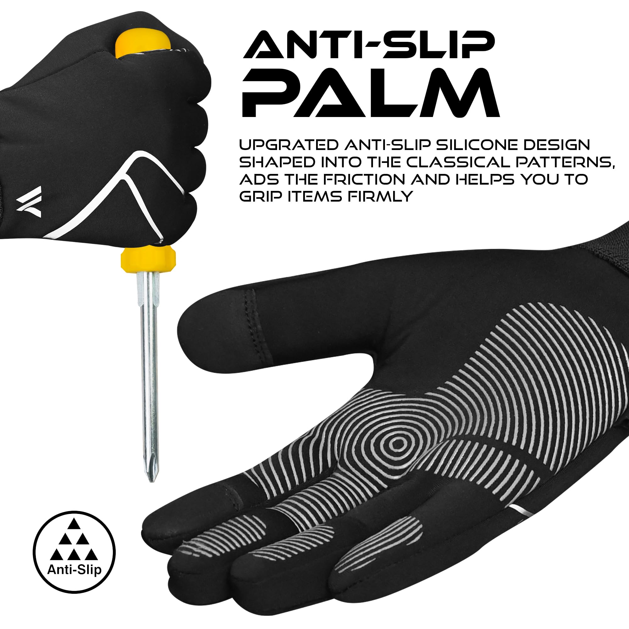 WESTWOOD FOX Guantes de invierno para correr, cálidos, ligeros, antideslizantes, guantes de ciclismo para pantalla táctil para hombres y mujeres, guantes de forro térmico para deportes, trabajo,