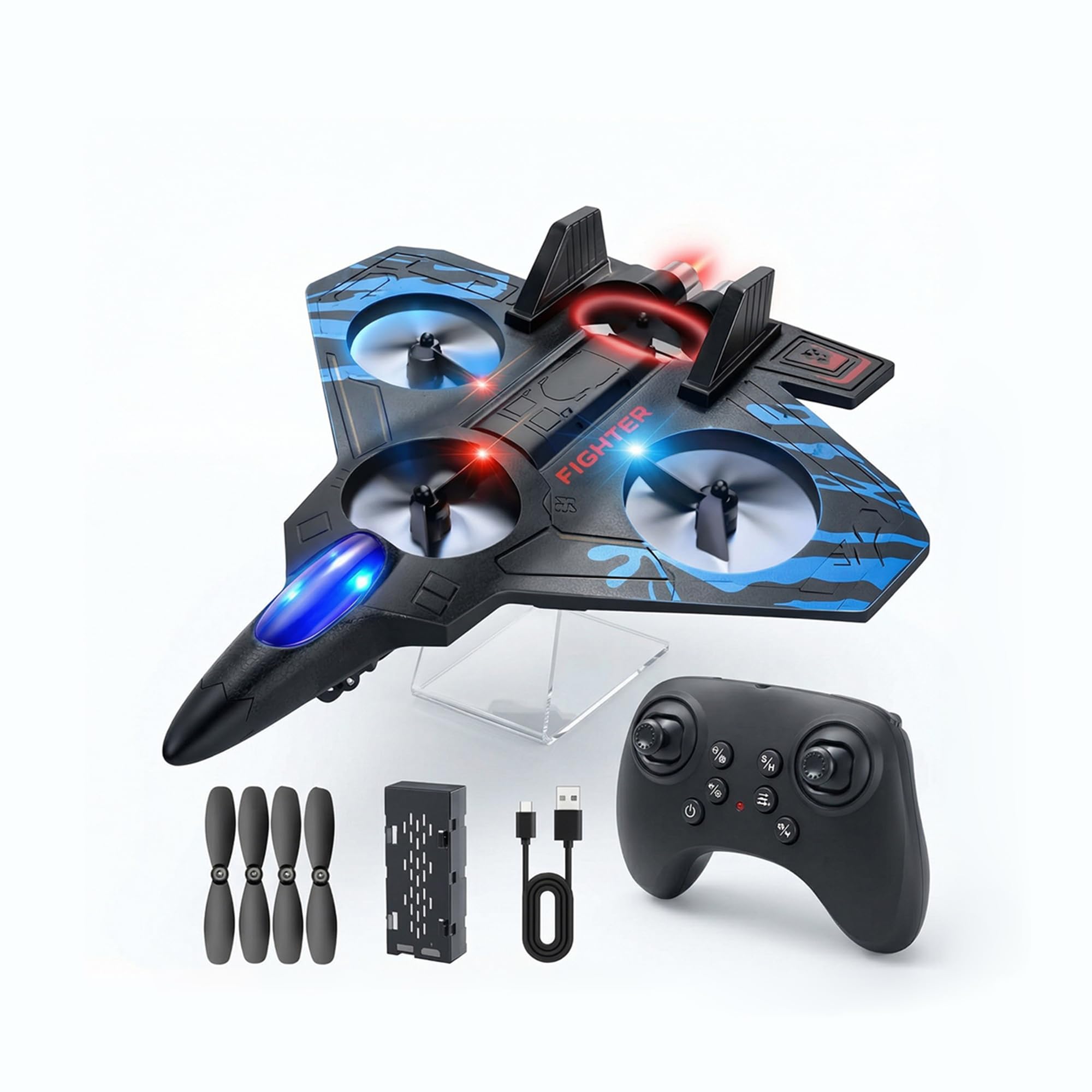 Remote Control Star Fighter Plane with Bright LED Lights Wireless Controller Stable Flying RC Toy for Kids | Fun & Educational Toy for Kids Boys & Girls-image-10