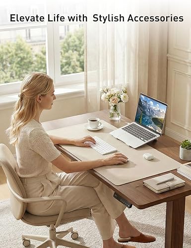 Miniatura 371 de Aothia Tapete protector de escritorio, alfombrilla para mouse, antideslizante, impermeable, de piel sintética, secante de escritorio, para Verde