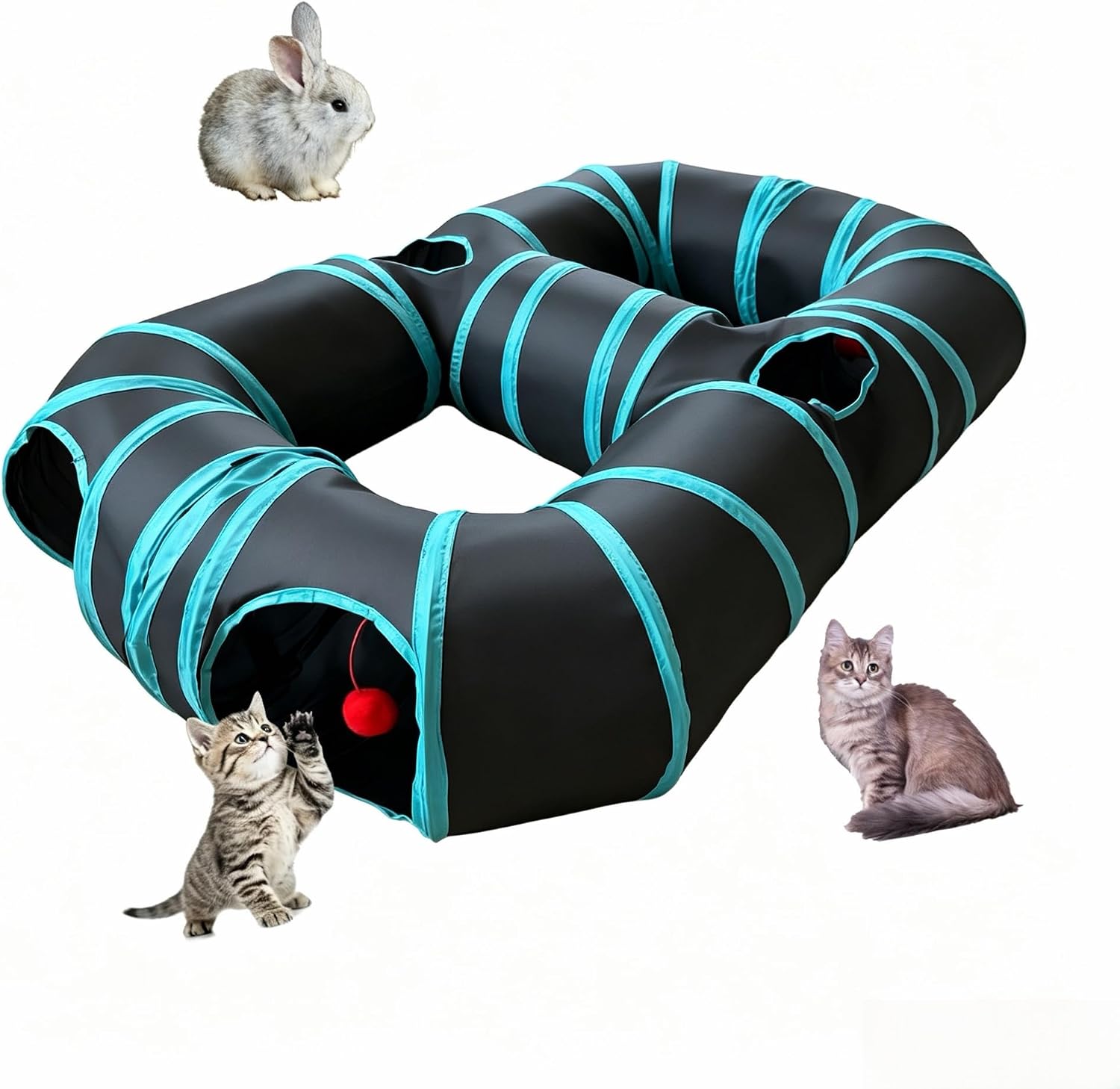 8-Shaped Cat Tunnel Toy Interactive Foldable Playhouse Maze Toys for Cats, Kittens, Rabbits & Small Pets with Playing Balls Collapsible Play Tube for Indoor Fun & Exercise (Brown)