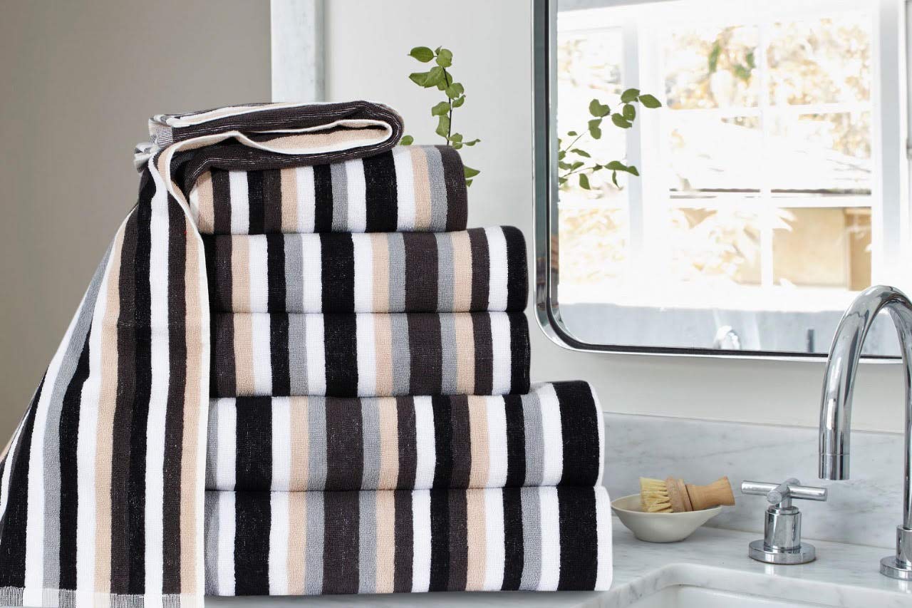 Royal Victorian Pure100% Cotton Stripe Quality 550 GSM Bath Towel, Bath Sheet and Bale Sets (Black, Jumbo Bath Sheet)