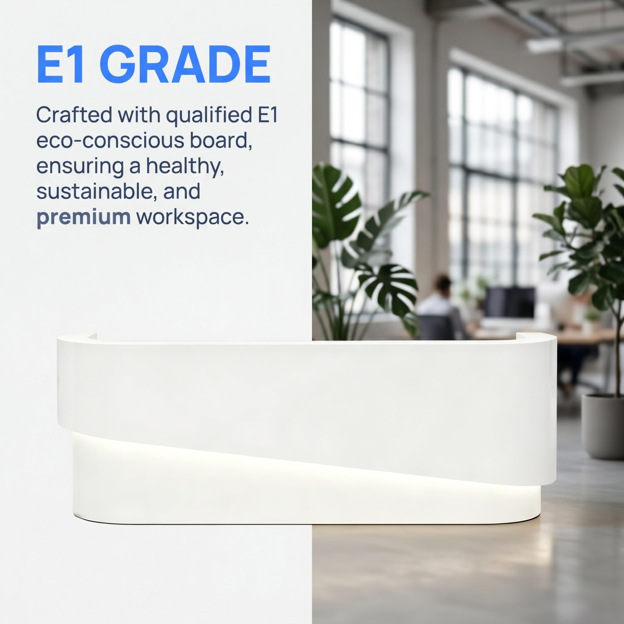 Empfangstheke U Form Groß Modern Rezeptionstheke Gebogen Hochglanz Empfangstresen Bürotresen E1 Holz Mit Kabelmanagement Ohne Montage(280cm/110.24")