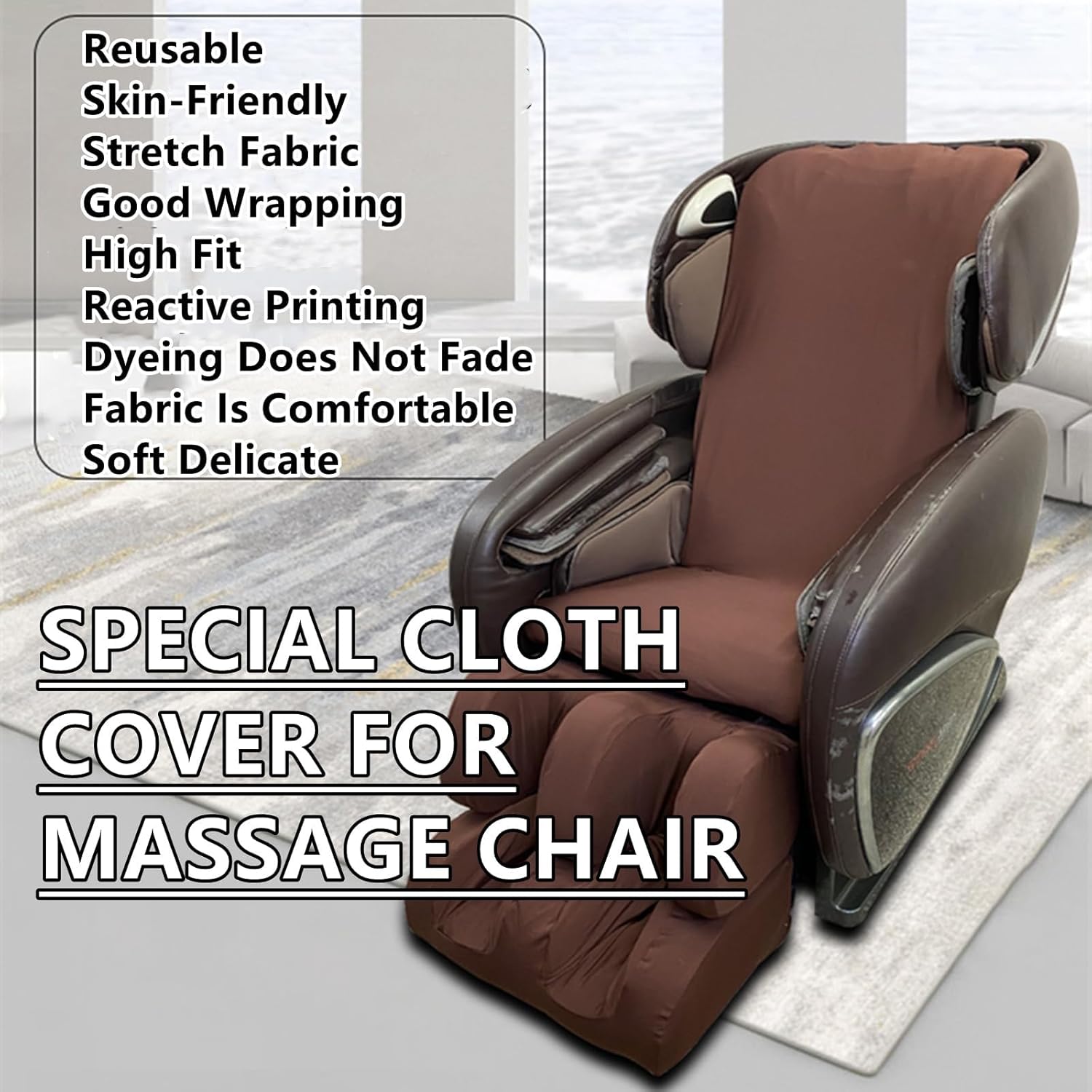 Massage Chair Cover-Shiatsu Slipcover Recliner Chair Cover,Universal Washable Stretch Fabric Armchair Slipcovers,Dust Protection Sofa Covers Black,Body+Foot