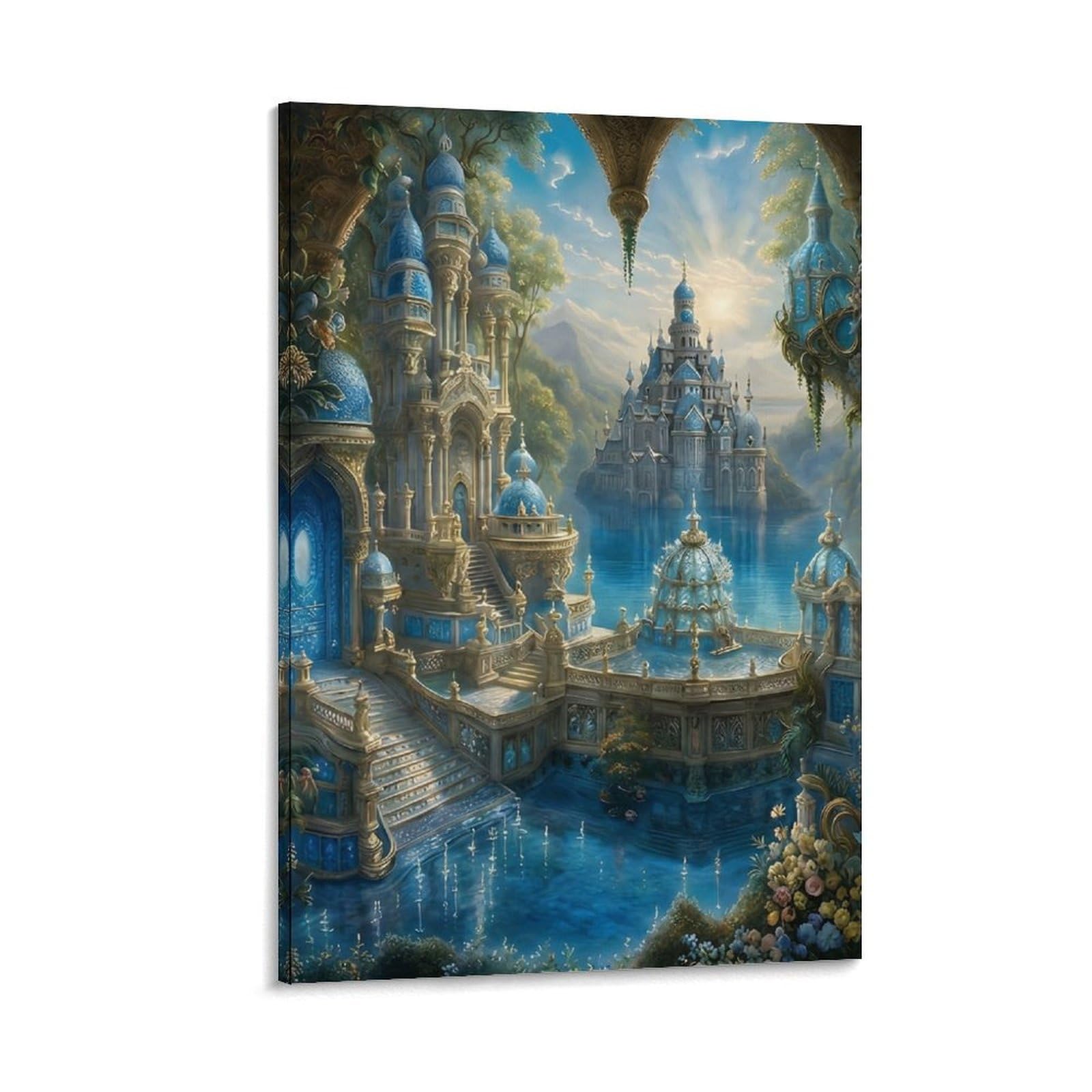 DHBANEIOK Fantasy Castle Scene_1_1 Poster Artwork Canvas Prints Picture Modern Canvas Wall Art Picture Wall Hanging for Bedroom Living Room Decor 16x24inch(40x60cm)