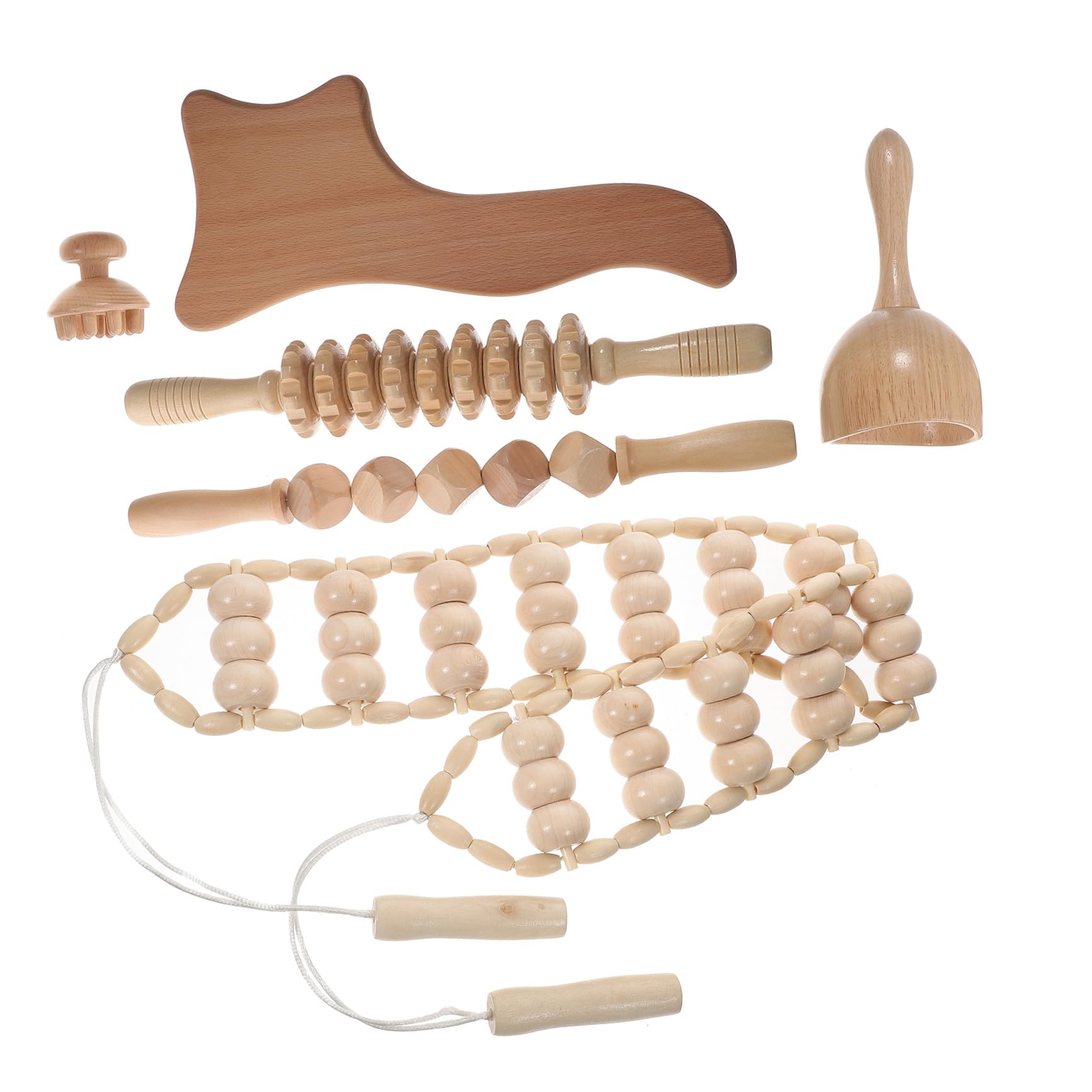 6 piezas Herramientas de Masaje de Madera para Modelado Corporal Alivio Muscular y Relajación Kit para Hombres y Mujeres Incluye Rodillos y Tablas Terapéuticas