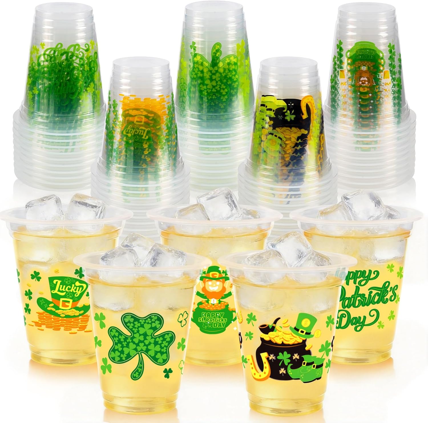 GuassLee Easter Party Cups - 50pcs 12oz Easter Bunny Clear Plastic Disposable Cups Set for Kids Adults Drink Snacks Party Favors Supplies