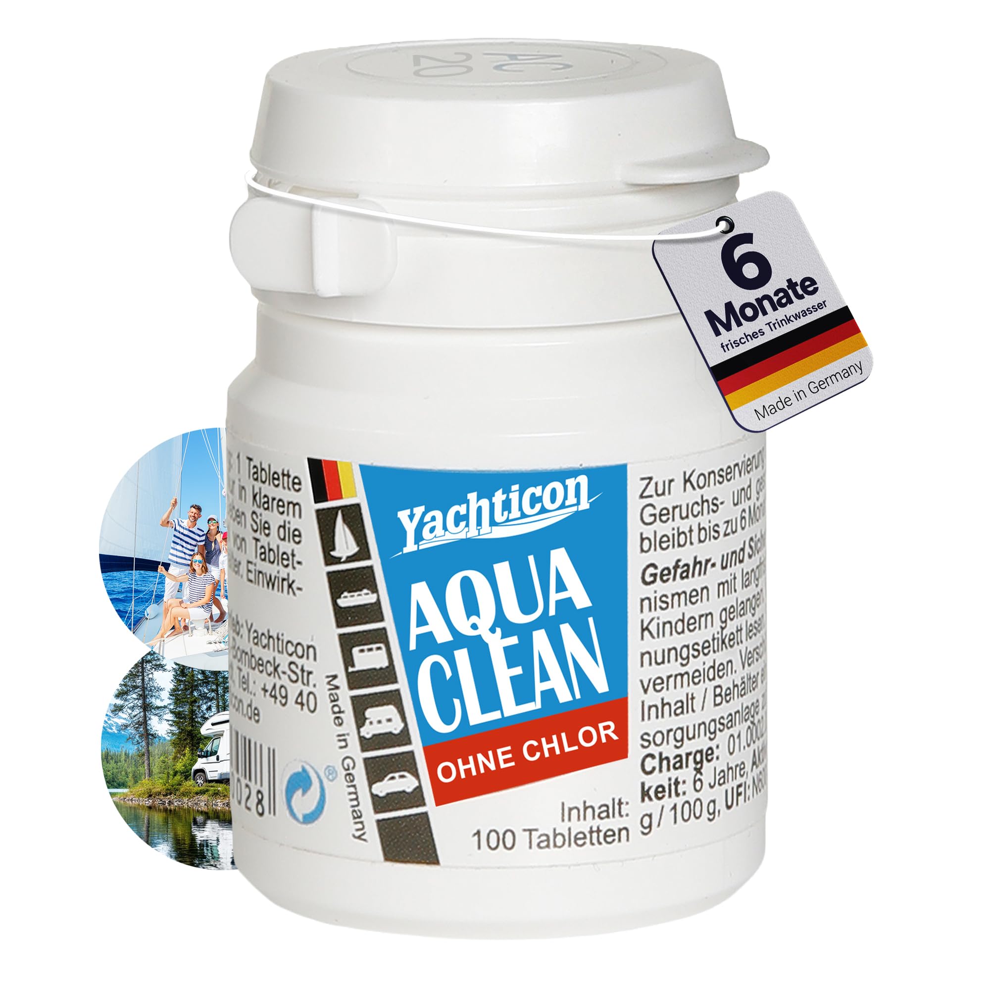 YACHTICON Aqua Clean AC 20 ohne Chlor 100 Tabletten für 2000 Liter