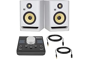 (2) KRK ROKIT 7 G4 7″ Studio Monitor (White), Mackie Big Knob...