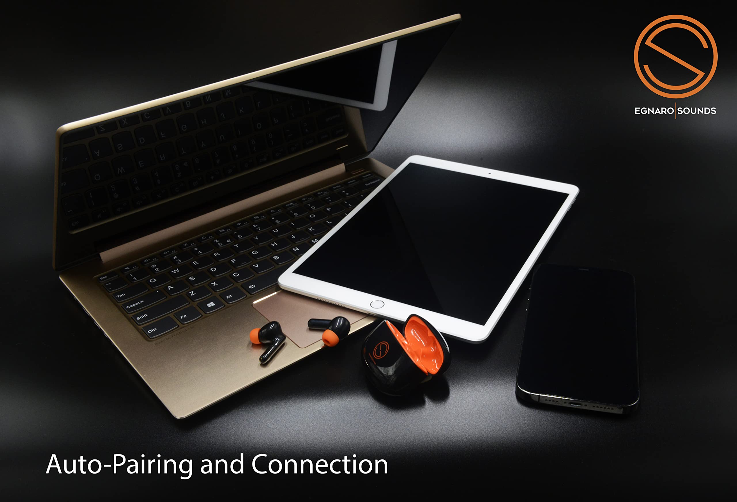 EGNARO ES5 Auricolari Stereo True Wireless, Bluetooth 5.1, Cancellazione Attiva del Rumore, Comandi Touch con Microfono e Resistenza all'Acqua IPX4, colore nero