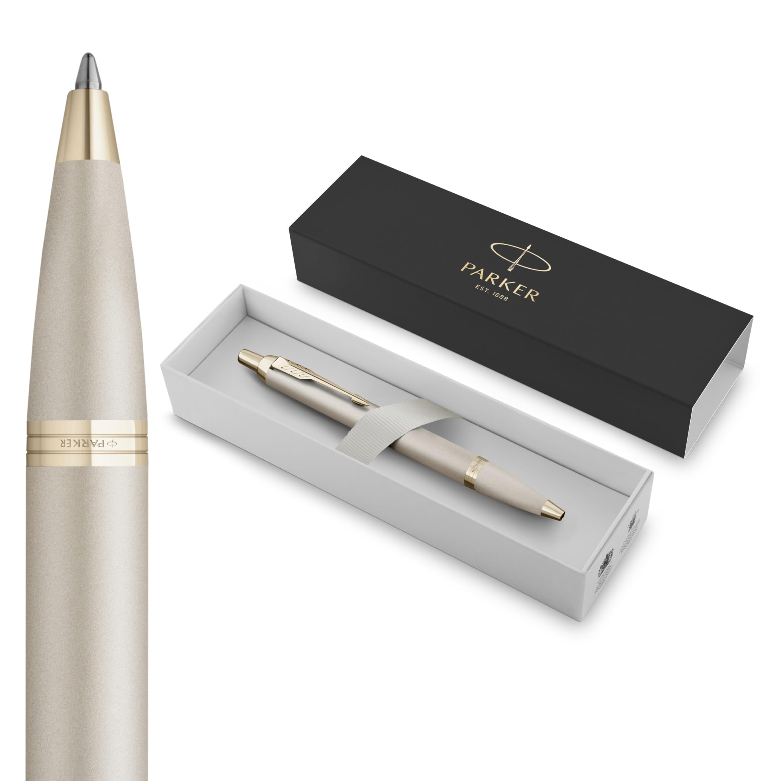 IM Monochrome Ballpoint Pen Champagne Finish Medium Point Blue Ink Includes Gift Box