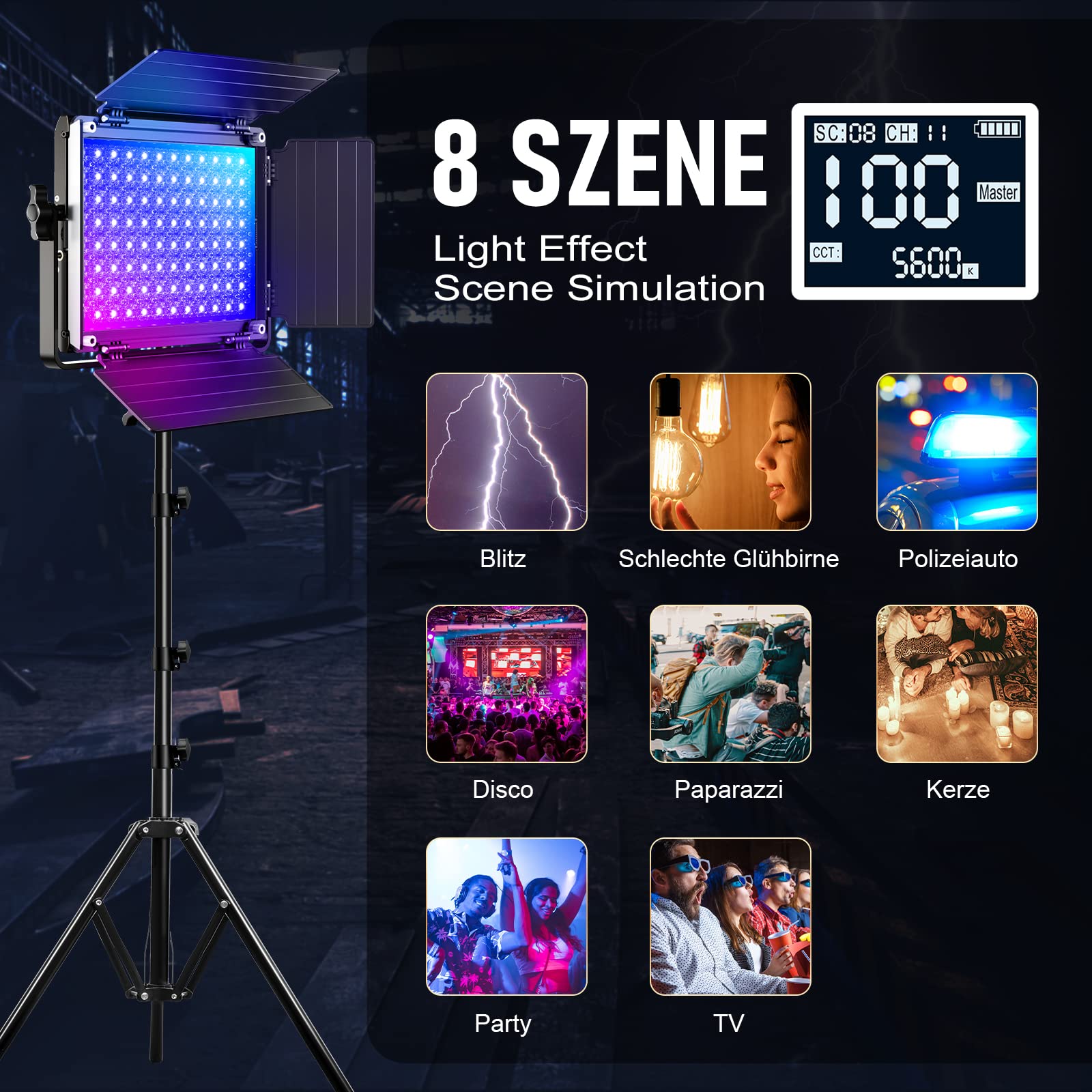 GVM GreatVideo Maker Luz RGB Softbox LED, Control de Aplicación para Iluminación de Estudio Continua 3200K-5600K con Tripié