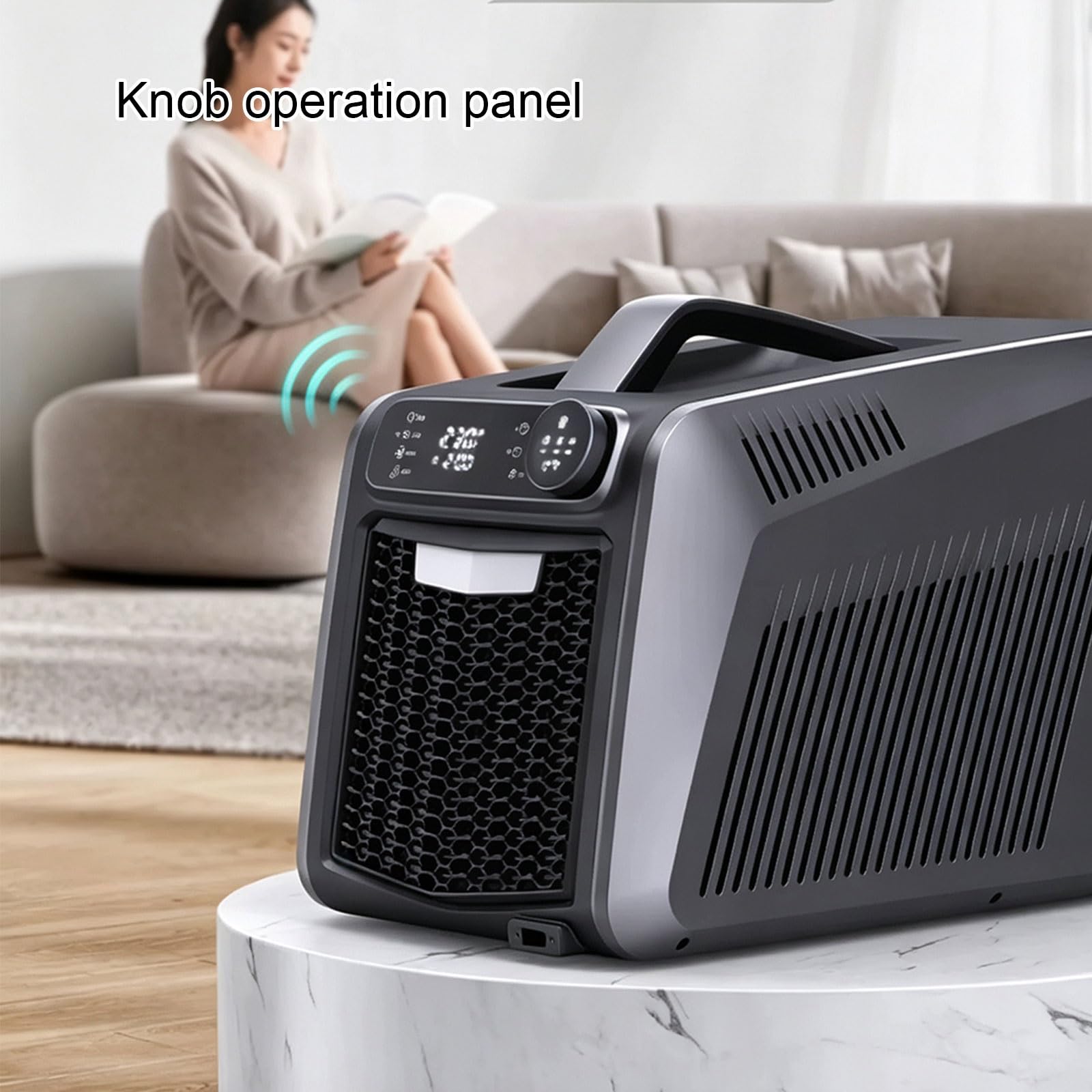 Condizionatore Portatile, 5460/6000 BTU, Raffreddamento 1600/1800 W | Senza Scarico Dell'Acqua Design Silenzioso Climatizzatore Campeggio Per Soggiorno Ufficio Camper(12V/24V/220V/1800W)
