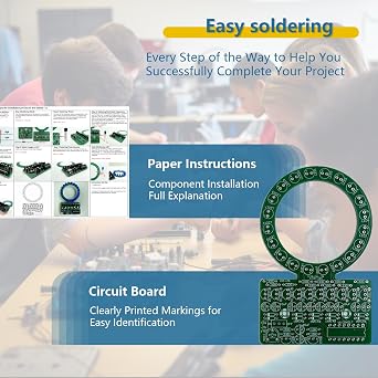 EIELE Soldering Practice Kits Gradient Ring LED Running Light Electronic DIY Kits for Soldering Practice Practice Suitable for School Teaching and Beginners Learning Need to Solder by Yourself