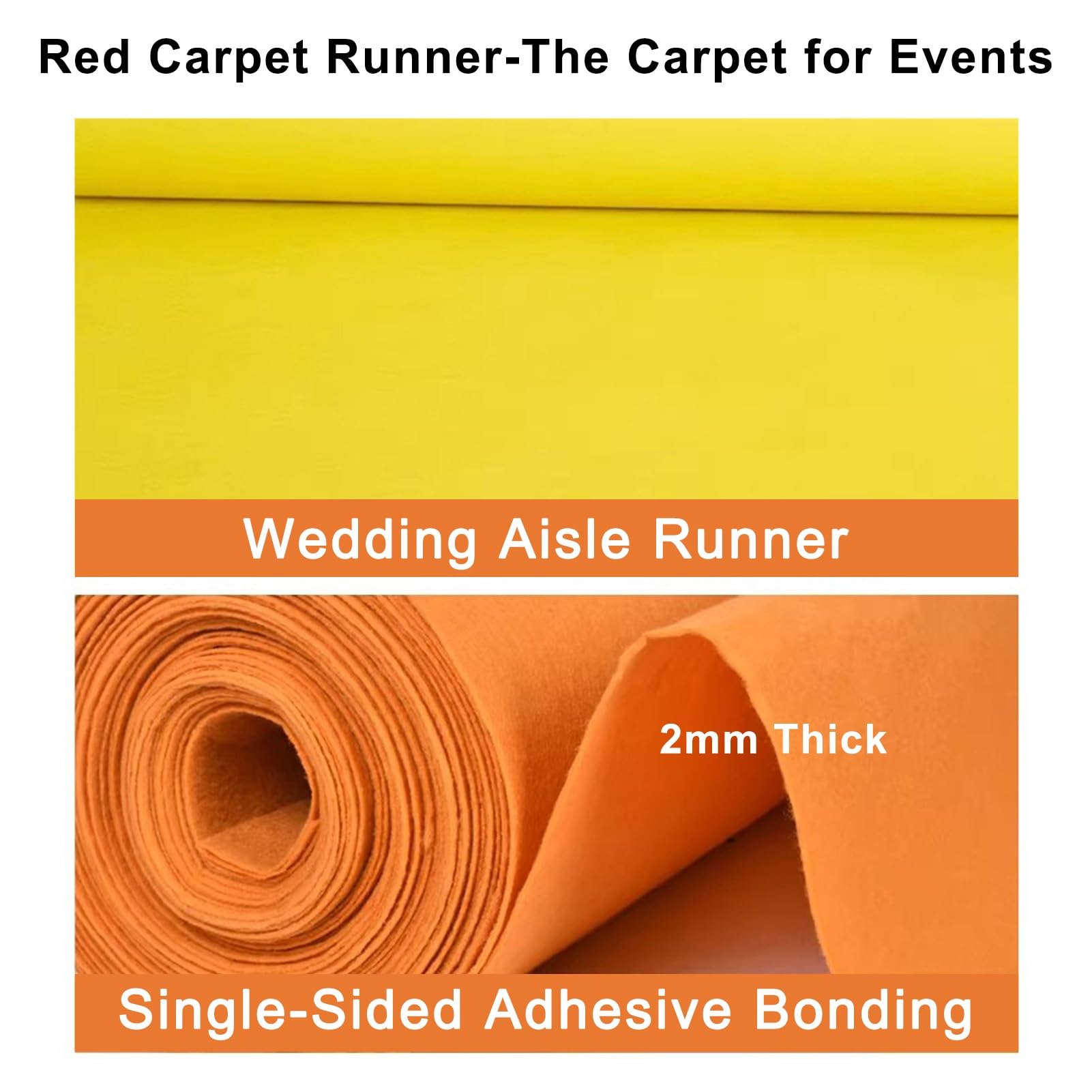 Premium-Einweg-Event-Teppichrolle, Rutschfester Bodenbelag Für Hochzeiten, Gänge, Veranstaltungen Und Gewerbeflächen(Orange,3.3x32.8ft)