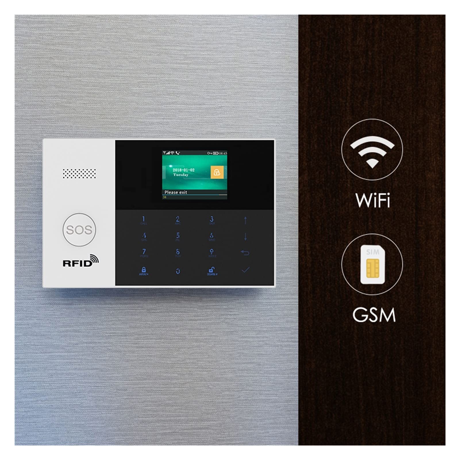 Wifi gsm Sistema de alarma de seguridad 433MHz App Control LCD Tocar con Pir Detectores de sensores Kit de sistema de alarma for el hogar inalámbrico(Set-H)