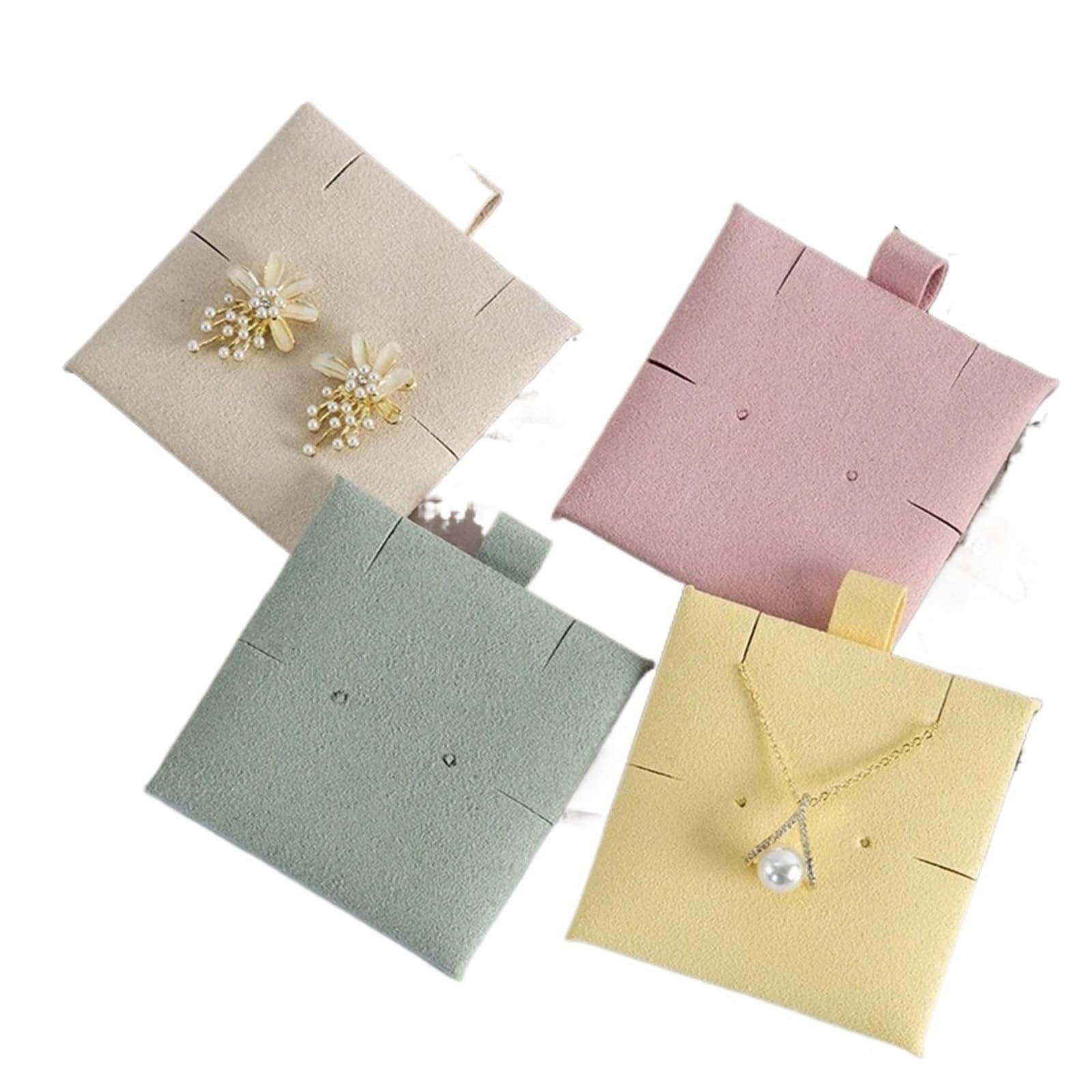 FDzkrtvm Earrings Necklace Display Cards, Earring Display Cards Microfiber Suede Tags 15pcs 6x6cm For DIY Jewelry Packaging(Color4)