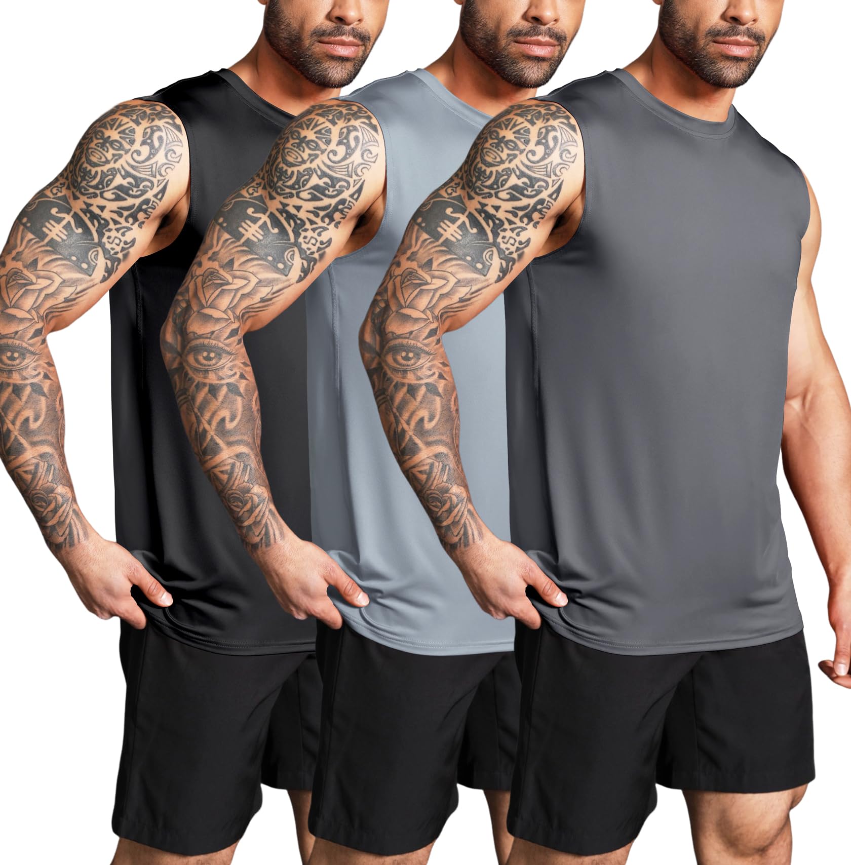 Boyzn Tank Top Herren 3er Pack Training Fitness Bodybuilding Tankshirt Schnelltrocknendes Muskelshirt Ärmellos Weste für Men