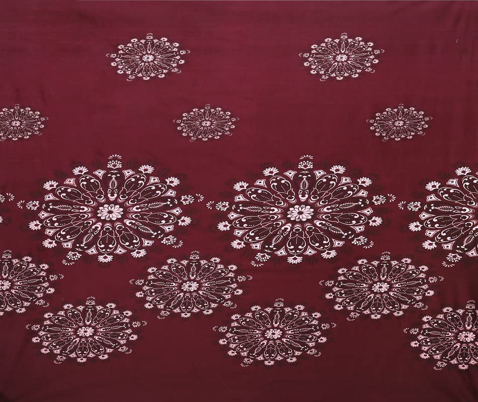 Image of NHD HOME Premium Cotton Elastic Fitted Bedsheets with 2 King Size Pillow Covers | Double Bed with All Around Elastic 180 TC Supersoft |Size-72 King Sizex78+10 inches | Floral, Maroon