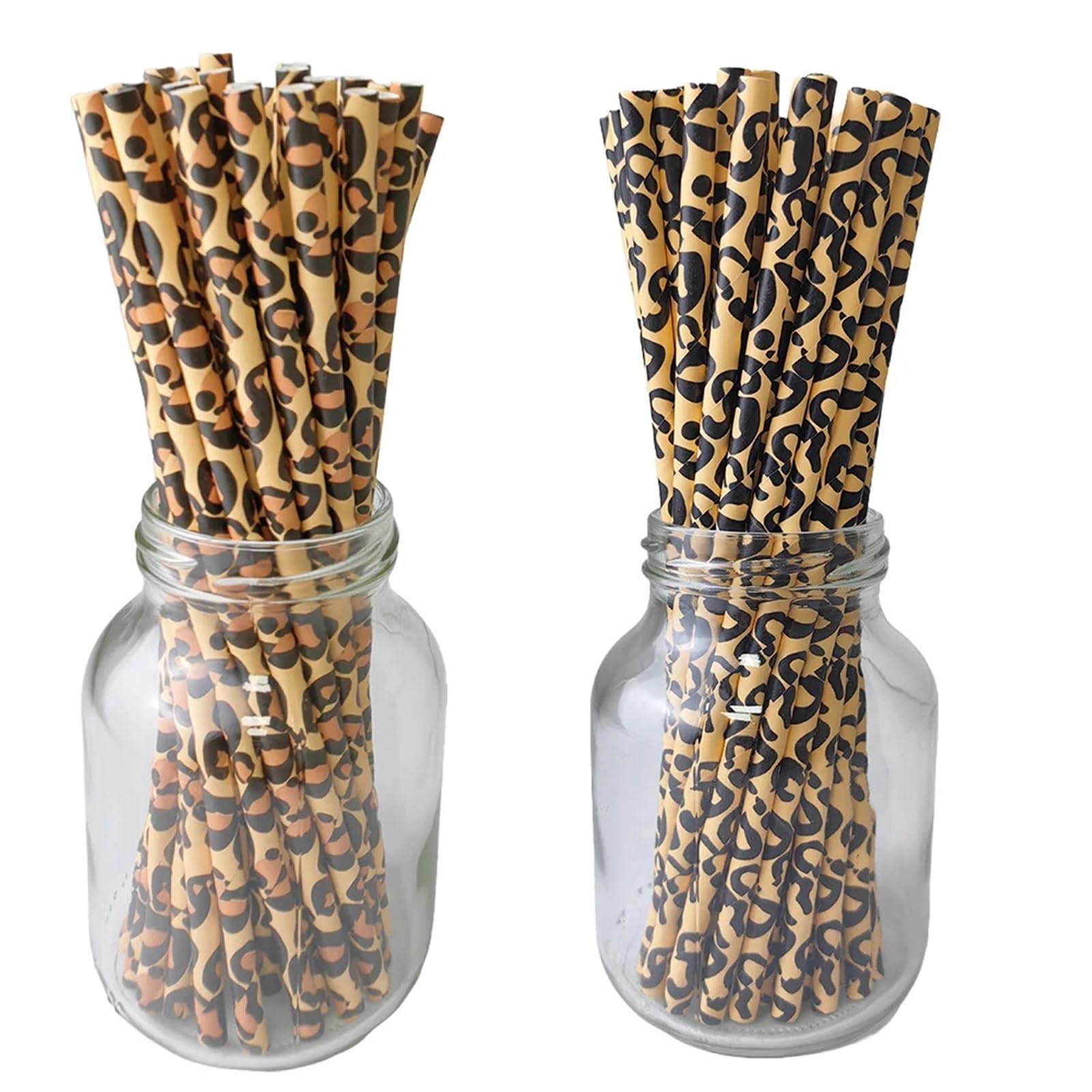 Papierowe słomki do picia 300 sztuk Leopard papierowe słomki 20cm słomki do picia Safari impreza tematyczna zwierząt upominki na przyjęcie urodzinowe(Deep Sapphire)