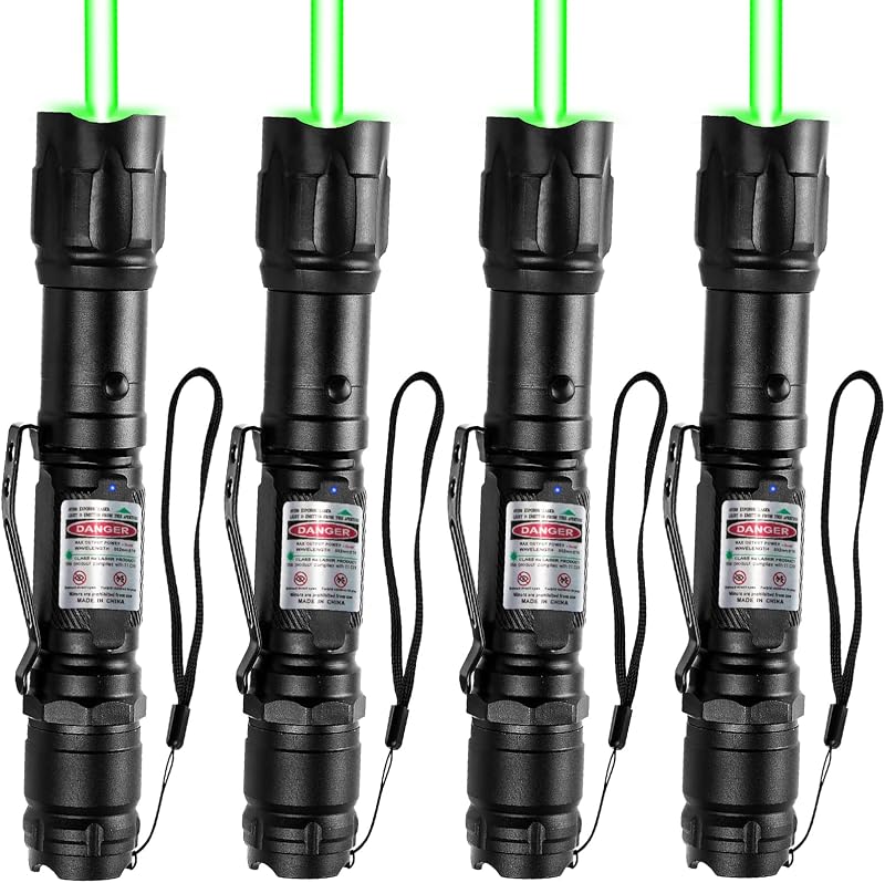 [4 Packs] Professional Rechargeable Green Laser Pointer High Power Green Beam Laser Light Distance Range for TV/LED/LCD Screens Tactical Flashlights Presentation Office/Outdoors [004](4)