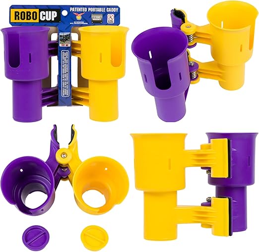 (Yellow & Purple), Best Cup Holder for Drinks, Fishing Rod/Pole, Boat, Beach Chair, Golf Cart, Wheelchair, Walker, Drum Sticks, Microphone Stand