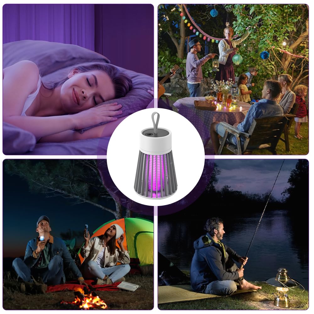 Lampe Anti Moustique, 2 Pcs Lampe Anti Moustique Rechargeable, UV Electrique Moustiques, Appareil Anti Moustique Solaire & Rechargeable par USB, pour Camping Intérieur Extérieur (Grün + Weiß)